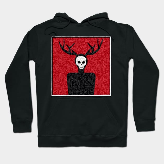 The Maze - Hannibal Wendigo Skull with Antlers Line Art Hoodie by OrionLodubyal